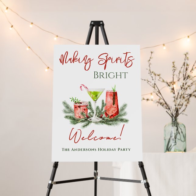 Holiday Party Welcome Sign Making Spirits Bright  (In Situ (Stand))