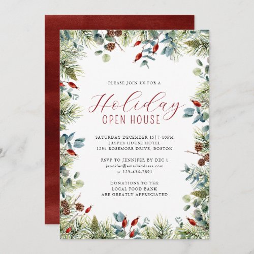 Holiday Party Winter Botanical Christmas Party Invitation