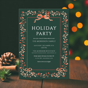Holiday Party Winter Preppy Botanical Holiday Invitation