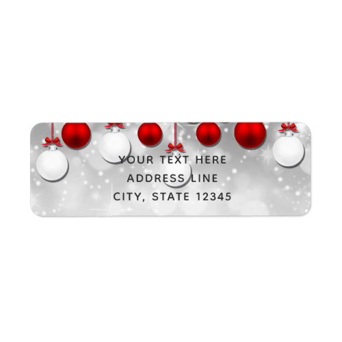 Holiday Party Winter Red White Sparkle Ornaments Label