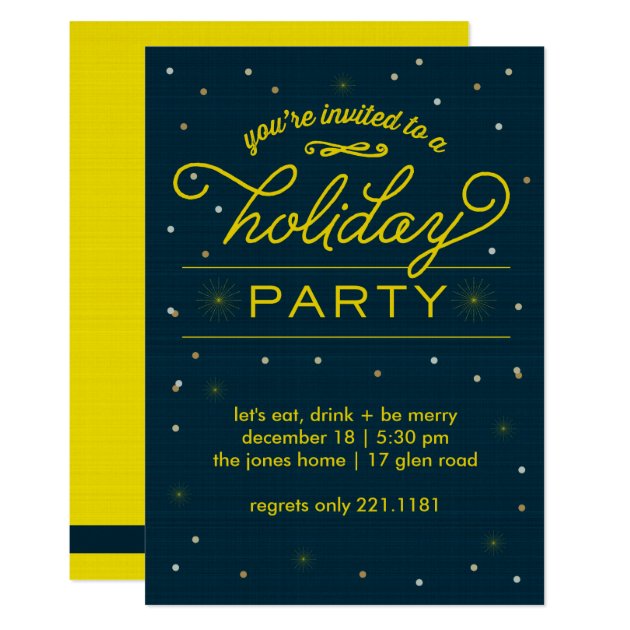 Holiday Party Yellow Bursts Invitation