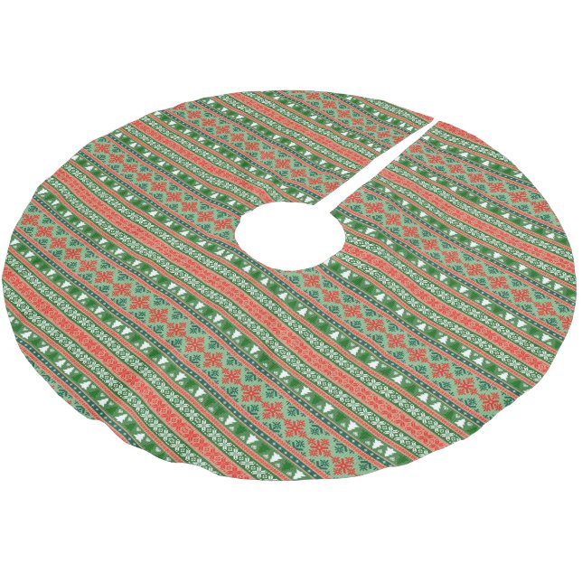 Holiday Pattern Brushed Polyester Tree Skirt (Angled)