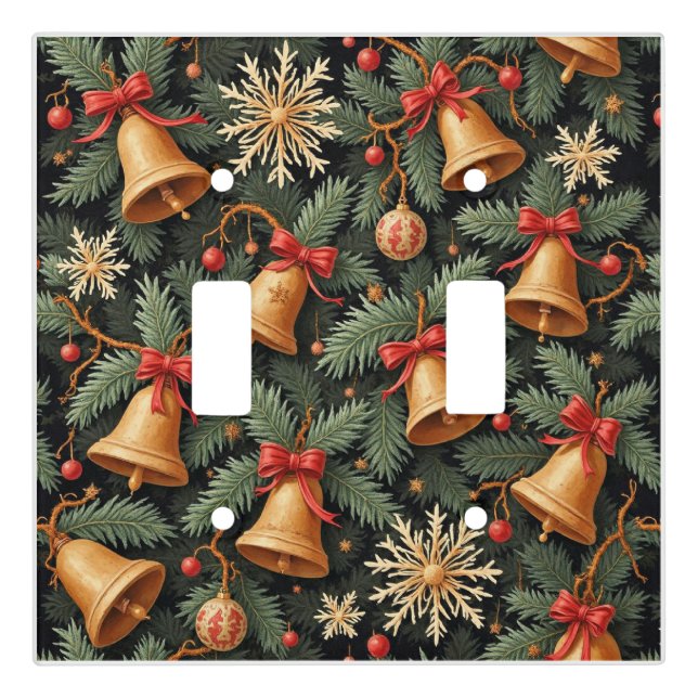 Holiday pattern, Christmas Bells with Snowflakes, Light Switch Cover (Front)