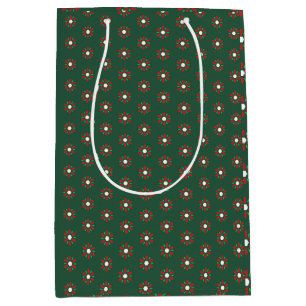 Holiday Pattern in Red and Green background Medium Gift Bag