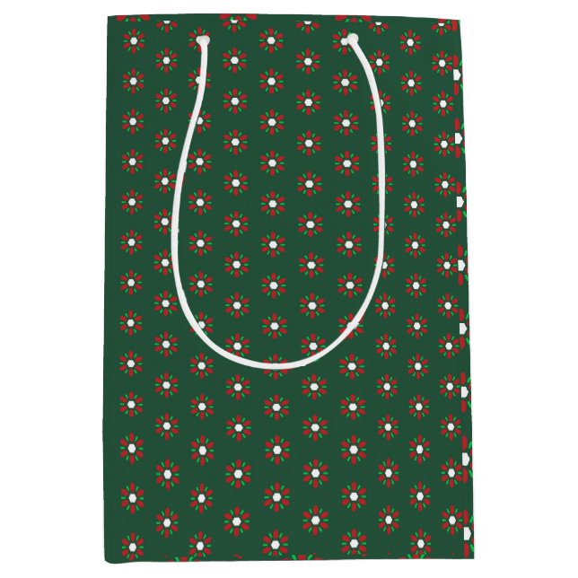 Holiday Pattern in Red and Green background Medium Gift Bag (Front)