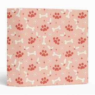 Holiday Paws & Bones Christmas Pattern 3 Ring Binder