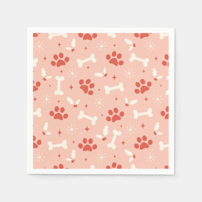 Holiday Paws & Bones Christmas Pattern Napkins (Front)