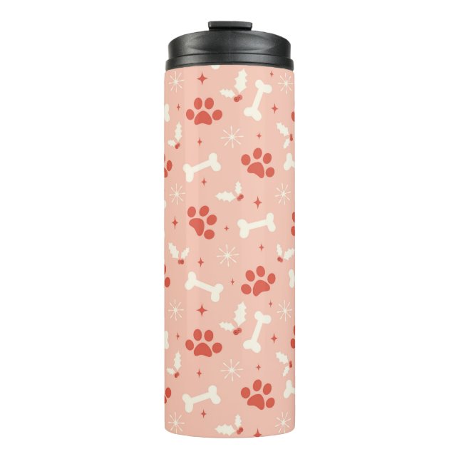 Holiday Paws & Bones Christmas Pattern Thermal Tumbler (Front)