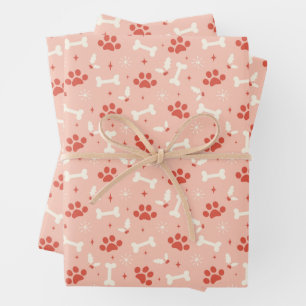 Holiday Paws & Bones Christmas Pattern Wrapping Paper Sheets