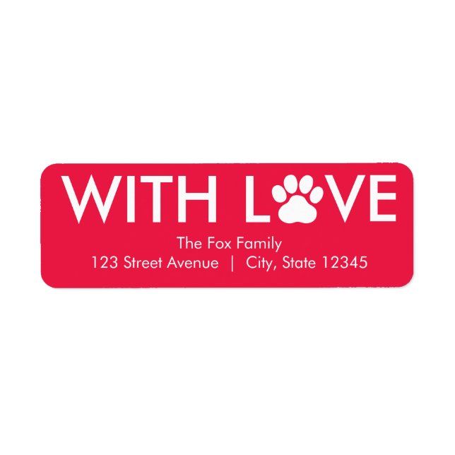 Holiday Paws EDITABLE COLOR Pet Love Address Label (Front)