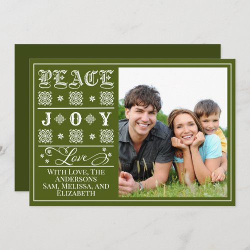 Holiday Peace Joy and Love Green Typography