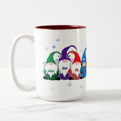 Holiday Peace Love Joy Hope Gnome Coffee Mug