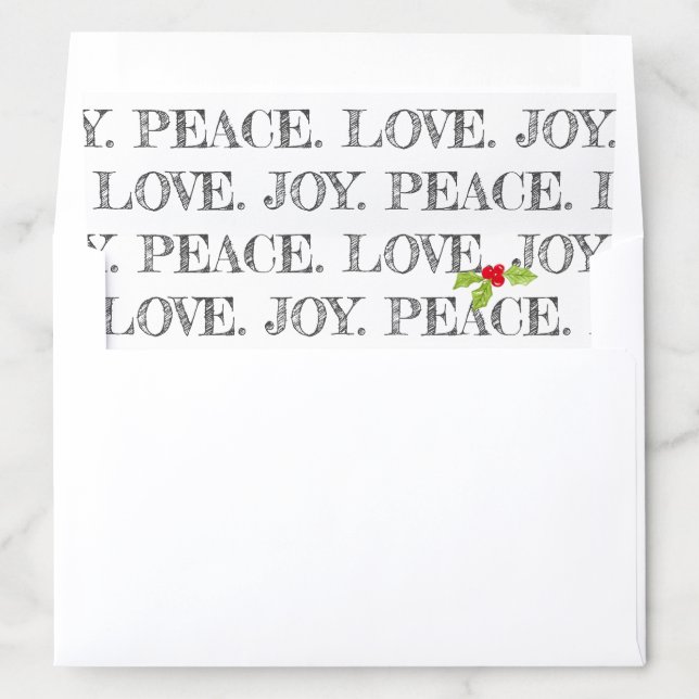 Holiday Peace Love Joy Mistletoe Christmas Holly  Envelope Liner (In Envelope)
