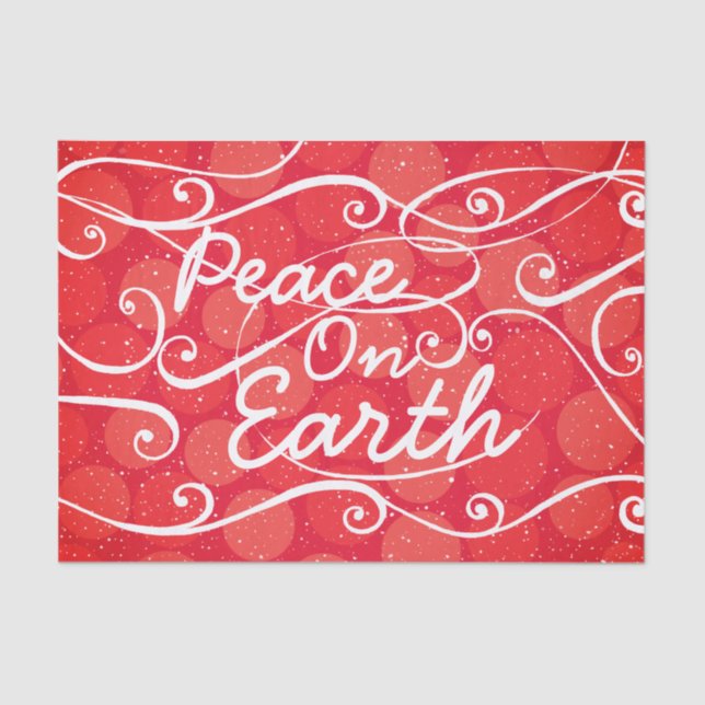 Holiday Peace on Earth Typography Red White Tissue Paper (Front)