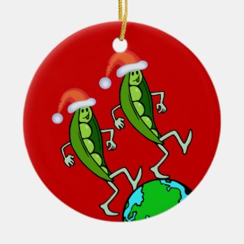 Holiday Peas On Earth Ceramic Ornament by christmasgiftshop at Zazzle