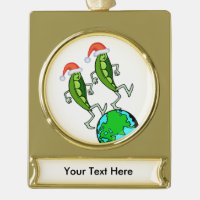 Holiday Peas on Earth Gold Plated Banner Ornament