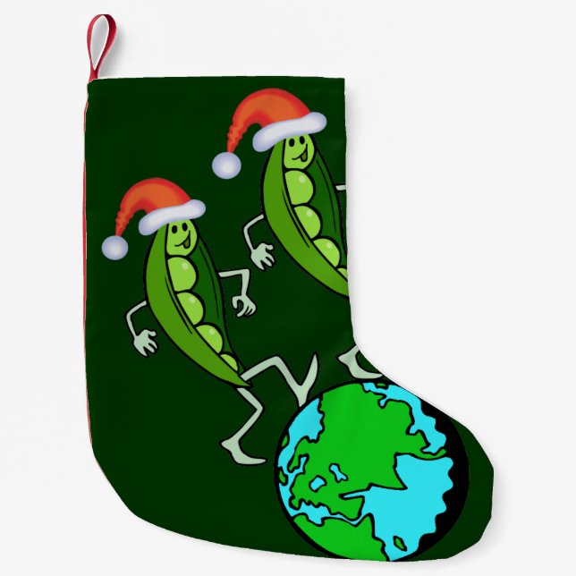 Holiday Peas on Earth Small Christmas Stocking (Front)
