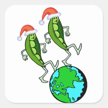 Holiday Peas On Earth Square Sticker by christmasgiftshop at Zazzle