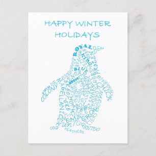 Holiday Penguin Calligram Postcard