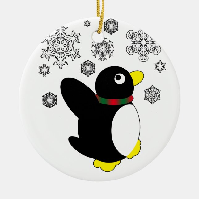 Holiday Penguin Ceramic Ornament (Front)