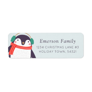 Holiday Penguin Label