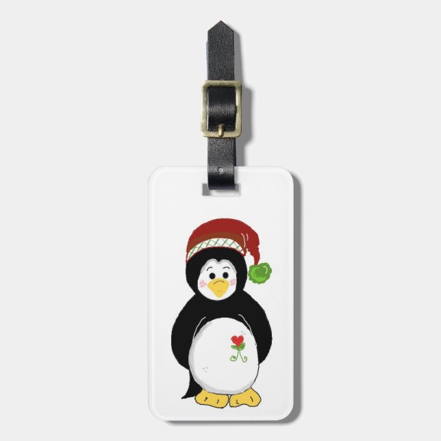 Holiday Penguin Luggage Tag (Front Vertical)