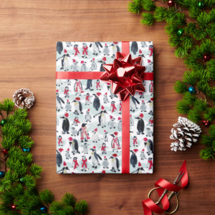 HOLIDAY PENGUIN PARTY WRAPPING PAPER