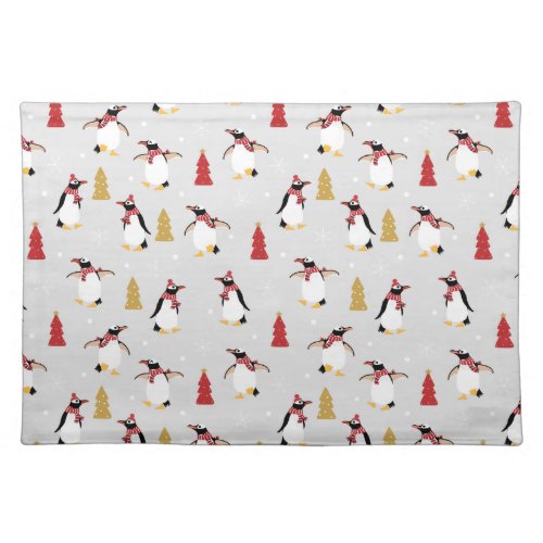 Holiday Penguin Pattern Cloth Placemat