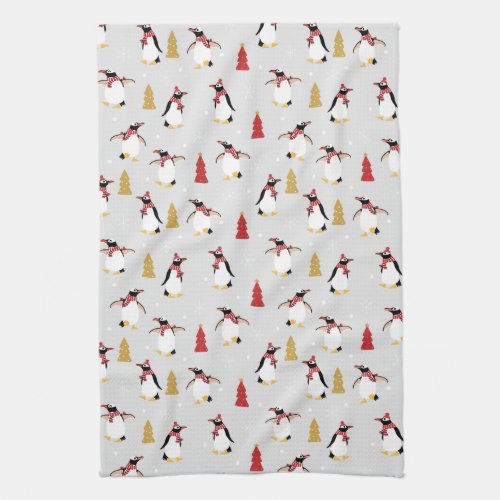 Holiday Penguin Pattern Kitchen Towel