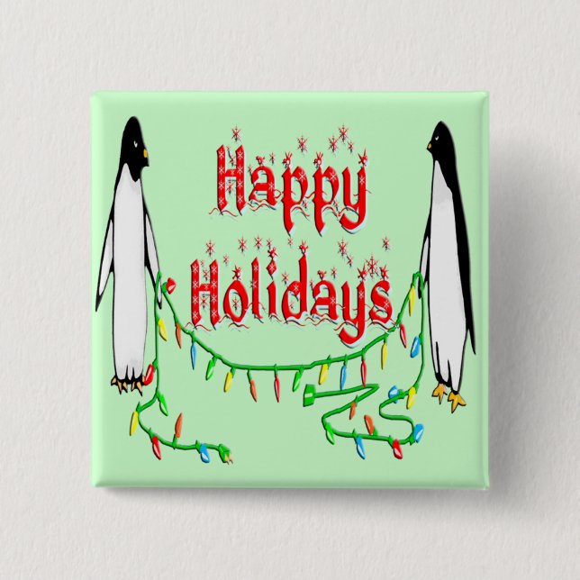 Holiday Penguins Button (Front)