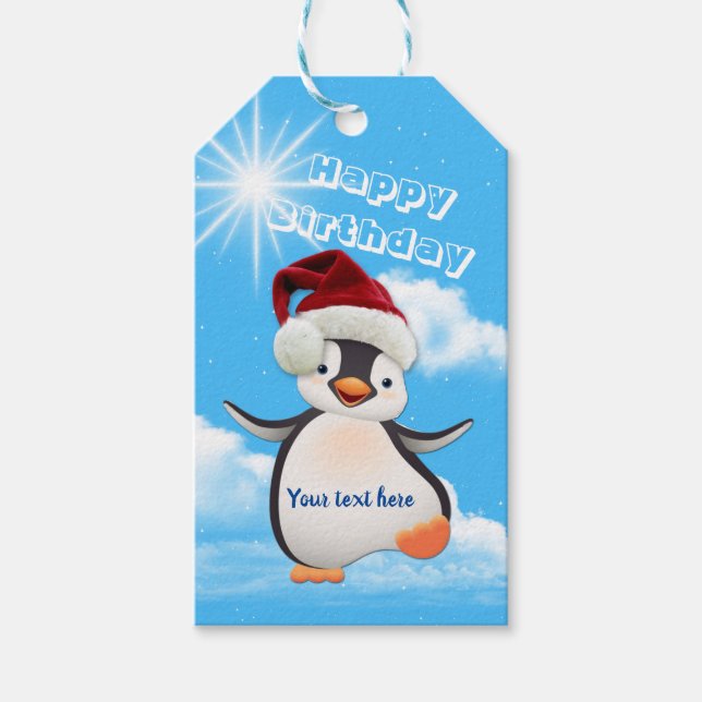 Holiday Penguins Party Gift Tags (Front)