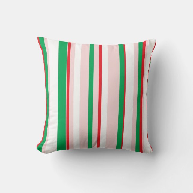 Holiday Peppermint Stripe Throw Pillow (Front)