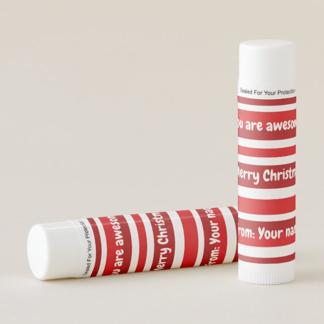 Holiday peppermint stripes lip balm (Front)