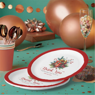 Holiday Persent Box, Thank You Retro Typography Paper Plates