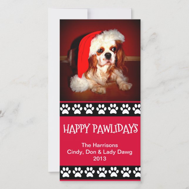 Holiday Personalizable Photo Card - Happy Pawliday (Front)