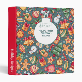 Holiday Personalized Family Christmas Recipe 3 Rin 3 Ring Binder