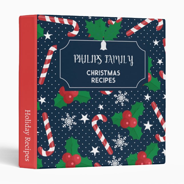 Holiday Personalized Family Christmas Recipe 3 Ring Binder (Front/Spine)
