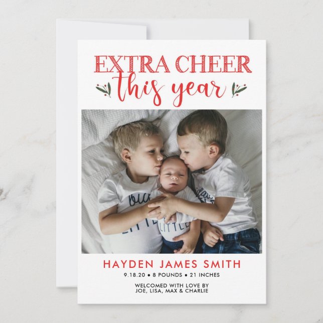 Holiday Personalized Photo Card Extra Cheer (Front)