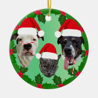 Holiday Pets Ceramic Ornament