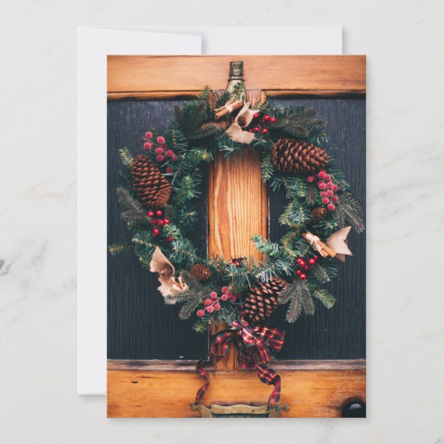 HOLIDAY PHOTO CARD | Christmas Wreath Door (Front)