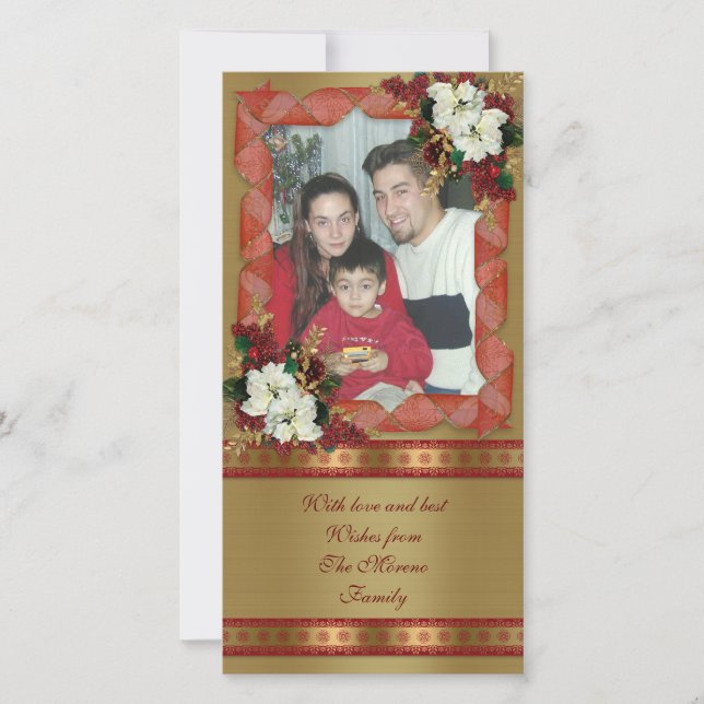 Holiday photo card classic red and gold (Front)