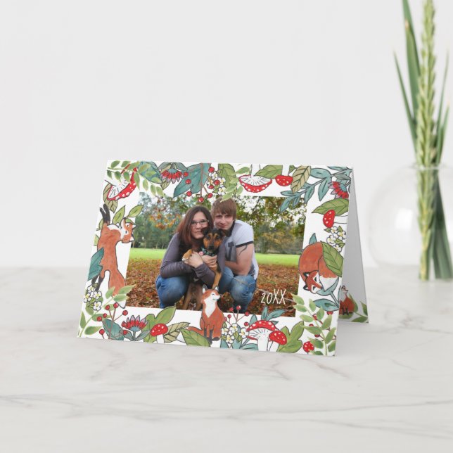 Holiday Photo Card Fox Cute Christmas Woodland (Front)