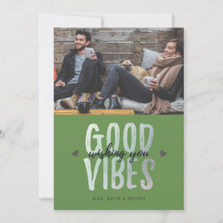 Holiday Photo Card | GOOD VIBES - green