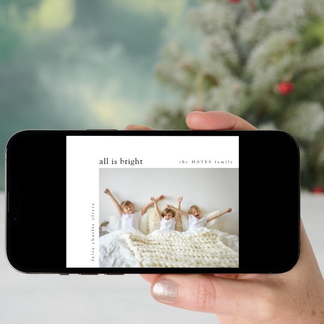 Holiday Photo Card | Modern Minimal All Is Bright (Front Digital)