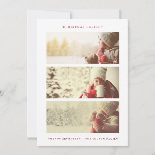 HOLIDAY PHOTO CARD  Modern Minimal Red Christmas