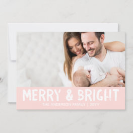 Holiday Photo Card Pink Modern Merry & Bright