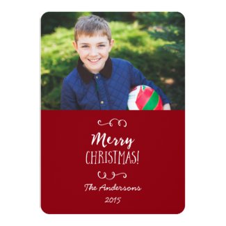Holiday Photo Card Red Merry Christmas