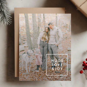 Holiday Photo Card   Stylish Hugs Love & Joy