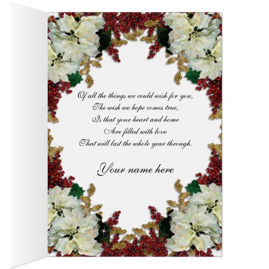 Holiday photo card White poinsettias (Inside (Right))