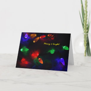 Holiday Photo Christmas fairy lights on real snow Card